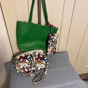 Carlos Santana Kelly Green shoulder strap 3 in 1 part purse